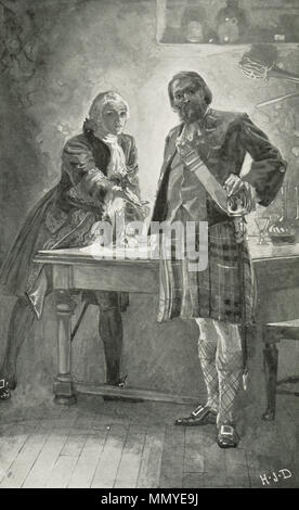 Bonny Prince Charlie ansprechend zu Donald Cameron von Lochiel und Ihn bitten, seine Sache zu verbinden. Die jacobite Rising von 1745 Stockfoto