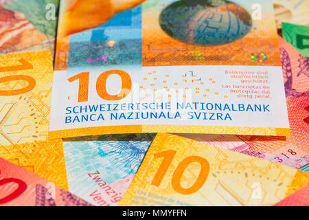 Sammlung der neue Schweizer Banknoten (2017) Stockfoto