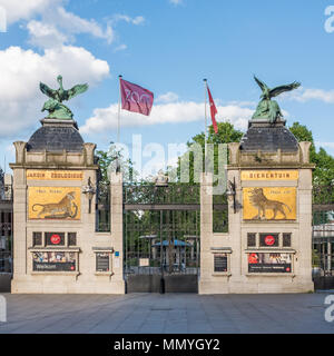 Haupteingang des Zoo Antwerpen, Belgien. Stockfoto