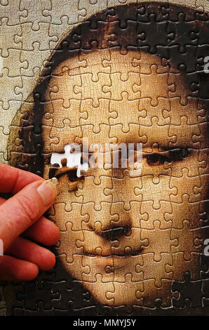 Hintergrund der Mona Lisa jigsaw Stockfoto