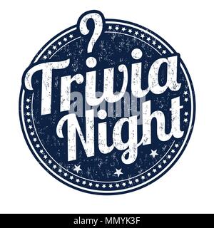 Trivia Nacht grunge Stempelabdruck auf weißem Hintergrund, Vector Illustration Stock Vektor