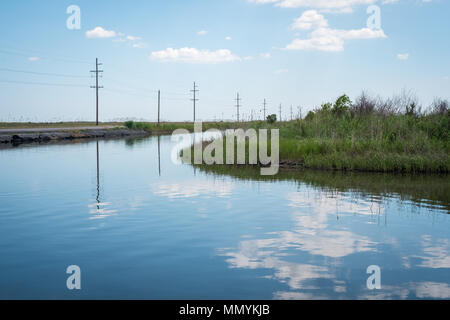 Fahrt durch die Sabine National Wildlife Refuge auf dem Weg nach Louisiana Küste im Sommer. Stockfoto