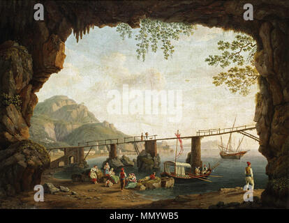 Blick von der Grotta dell'Annunziata in Maiori. 1804. Jakob Philipp Hackert - ein majura nel Golfo di Salerno (1804) Stockfoto