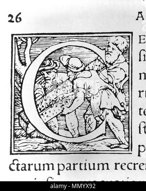 . Anfangsbuchstabe "C", Seite 26. Seltene Bücher A. Vesalius, De Humani Corporis Fabrica, 1543 A. Vesalius, De Humani Corporis Fabrica, 1543 Wellcome L 0028523 Stockfoto