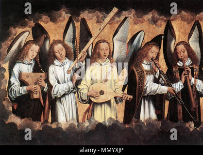 Engel Musiker (links). 1480 s. Hans Memling - Engel Musiker (linkes Bedienfeld) - WGA 14937 Stockfoto