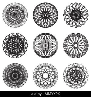 Abstrakte geometrische Formen, futuristischen wellig Fraktale der Stern und Kreis. Vektor Square und andere dekorative Elemente. Cool geometrische Lllustrat Stock Vektor
