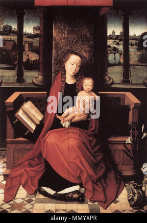 Jungfrau und Kind inthronisiert. 1480 s. Hans Memling - Jungfrau und Kind Inthronisiert - WGA 14914 Stockfoto