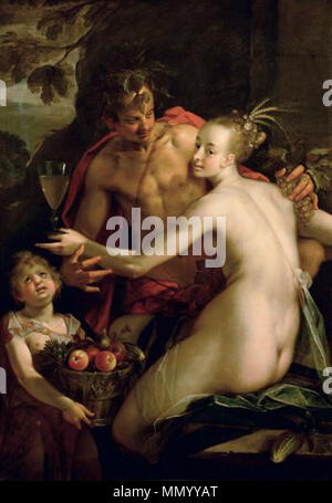 Bacchus, Ceres und Amor.. um 1600. Aachen, Hans von-Bacchus, Ceres und Amor-C. 1600 Stockfoto