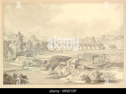 Viadukt in Capestang, Denbighshire. 1802. Hendrik Frans de Cort-Viadukt bei Capestang, Denbighshire Stockfoto