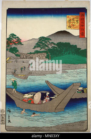 . Englisch: Ise Martk von 100 Blick auf die Provinzen. 日本語: "諸国名所百景 伊勢宮川の渡し場'. 1860. Hiroshige II (1826 - 1869) Alternative Namen???:?????????? ?????????? ??????? ?? Englisch: shigenobu Utagawa, Chinpei Suzuki Beschreibung japanischen Ukiyo-e Künstler Datum der Geburt / Tod 1826 vom 21. Oktober 1869 Arbeitsort Yokohama Authority control: Q 653454 VIAF:?:? ISNI 24873709 0000 0000 8103 9740 ULAN:?? n 500333018 LCCN: 88269385 GND:? 111268302 X WorldCat Hiroshige II Ise Martk von Stockfoto