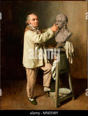 . Français: Jean Antoine Houdon MODELANT LE BUSTE DE BONAPARTE PREMIER CONSUL. ca. 1802-1803. Houdon - boilly Stockfoto