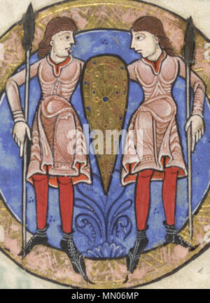 . "Gemini", Folio 3r, Detail aus der Hunterian Psalter, der Glasgow University Library MS Hunter 229 (US 3,2). ca. 1170. Anonyme Hunterian Psalter C. 1170 Gemini Stockfoto
