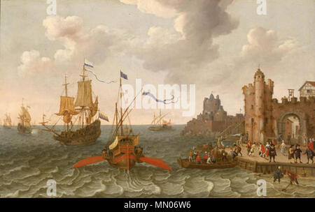 . Ein französischer Küche und niederländische Männer - von - Krieg aus einem Hafen. 17. Jahrhundert. Abraham Willaerts (ca. 1603-1669) Alternative Namen Abram Willers; Abramo Willaerts; Abraham willaerts Willarts; Abraham; Willaerts, Abr. ; Abraham Willaerts Willars Beschreibung niederländische Maler und Zeichner Geburtsdatum / Tod ca. 1603 vom 18. Oktober 1669 Ort der Geburt / Todes Utrecht Utrecht arbeiten Zeitraum von 1624 bis 1669 arbeiten Ort Utrecht (1624), Paris, Utrecht (September 1635), Brasilien (Juni 1638-1644), Amersfoort (1644), in Rom (1659-1660), Utrecht (1661-1669) Kontrolle: Q 540693 19914478295 VIAF:? Stockfoto