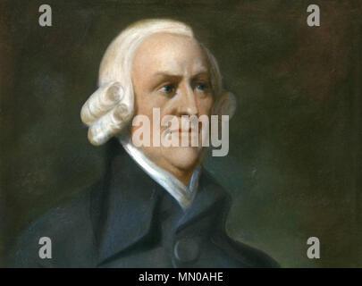 . 7/8-portrait der politische Ökonom und Philosoph Adam Smith (1723 - 1790) von einem unbekannten Künstler, die als 'Muir Portrait" nach der Familie, die, sobald sie im Besitz bekannt ist. Das Porträt war wohl posthum gemalt, basierend auf einem Medaillon von James Tassie. Die Muir portrait (Erntegut). 1805. Adam Smith Stockfoto