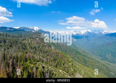 Die herrliche Aussicht von Moro Rock, die Sierra Nevada, Mount Whitney. Wandern im Sequoia National Park, Kalifornien, USA Stockfoto