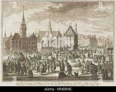 . Nederlands: Jaarlijksche der ommegang gildens en leproozen, op koppermaandagte Amsterdam; opgehouden anno 1604. Englisch: Jährliche Prozession der Zünfte und Leprakranken auf Kupfer Montag, (der erste Montag nach Drei Könige Am 6. Januar), die nicht mehr Platz in 1604. . 1604 (malvorlage); 1769 (Druckdatum). Gravur: Simon Fokke (1712-1784) Alternative Namen Simon; fokke Fokke Beschreibung niederländischen Stecher, Kupferstecher, Zeichner und Schauspieler Geburtsdatum / Tod 1. September 1712 vom 10. April 1784 Ort der Geburt / Todes Amsterdam Amsterdam Standort Amsterdam Authority control: Q 26. Stockfoto