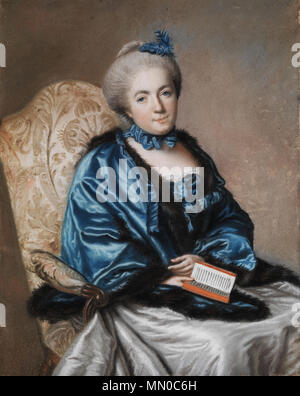 . Englisch: Bildnis einer Dame English: Portrait einer Dame im Lehnstuhl mit Buch. ca. 1770. Porträt einer Dame mit Buch sind c 1770 Stockfoto