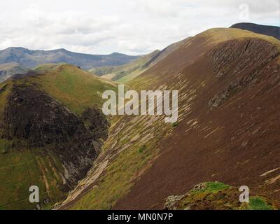 Das Tal von Rigg Beck mit dem buttermere Ridge Jenseits, Causey Pike, Nationalpark Lake District, Cumbria, Vereinigtes Königreich Stockfoto