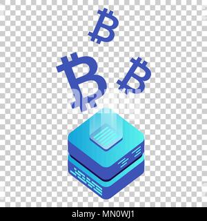Bergbau bitcoin server Vektor Symbol Isometrische Stil. Blockchain crypto Geld farm Rechenzentrum Abbildung auf isolierte transparenten Hintergrund. Block c Stock Vektor