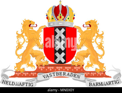 Wappen der niederländischen Hauptstadt Amsterdam. Stockfoto