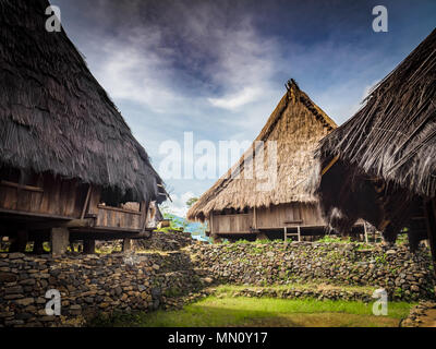 Wologai ethnischen Geistlichen Dorf auf der Insel Flores. Eine traditionelle Häuser im Dorf in der Nähe von Wologai Kelimutu in Ost Nusa Tenggara, Indonesien. Stockfoto