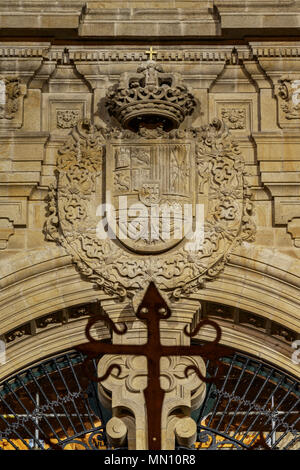 Detail der Kathedrale von Santiago de Compostela Fassade aus gesehen Praza do Obradoiro, Provinz La Coruña, Region de Galicia, Spanien, Europa Stockfoto