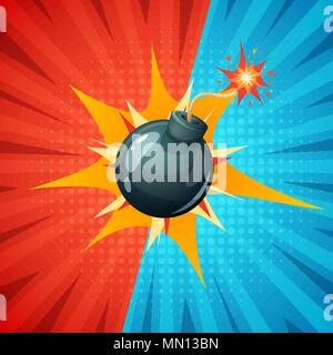 Cartoon Bombe, Sicherung, Wick, funken Symbol. Stock Vektor