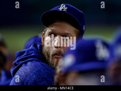 Clayton Kershaw. Baseball Aktion während der Los Angeles Dodgers Spiel gegen San Diego Padres, das zweite Spiel der Major League Baseball Serie in Mexiko, an die Sultane Stadion in Monterrey, Mexiko, am Samstag, den 5. Mai 2018. (Foto: Luis Gutierrez) Acciones del Partido de Beisbol, durante El Encuentro Schwindler de Los Angeles contra Padres de San Diego, segundo San Blas de la Serie de Mexiko Ligas de las Mayores del Beisbol, realizado en el estadio de los Sultanes de Monterrey, Mexiko el sabado 5 de Mayo 2018. (Foto: Luis Gutierrez) Stockfoto