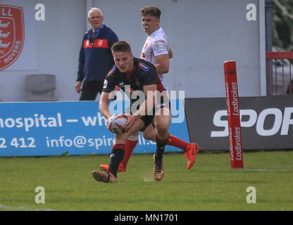 13. Mai 2018, kcom Craven Park, Hull, England; Ladbrokes Challenge Cup Rugby, Rumpf Kr v Wigan Warriors; Liam Marshall von Wigan Warriors scoring versuchen Credit: Aktuelles Bilder/Alamy leben Nachrichten Stockfoto