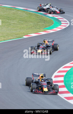 Barcelona, Spanien. 13. Mai, 2018. McLaren Fahrer Fernando Alonso (14) von Spanien während der Rennen der GP von F1 feierte am Stromkreis des Barcelonacon 13. Mai 2018 in Barcelona, Spanien. (Credit: Mikel Trigueros/Urbanandsport/Cordon Drücken) Credit: CORDON PRESSE/Alamy leben Nachrichten Stockfoto