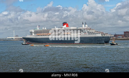 Queen Mary 2, Queen Elizabeth und Queen Victoria in Liverpool zum 175-jährigen Jubiläum der Cunard Cruise Line Feiern Stockfoto