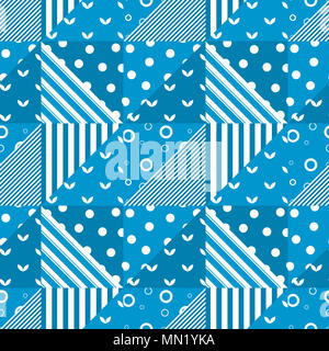 Nahtlose blau-weißen Muster mit geometrischen Ornament Stockfoto