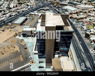 Vierteln der Stadt Haube von Sonora, Hermosillo, sind mit dem Wachstum und der modermidad städtischer Architektur vermischt. Luftaufnahmen, aeri Stockfoto