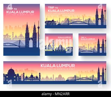 Satz von Kuala lumpur Landschaft Land ornament Travel Tour Concept. Kultur Traditionelle, Zeitschrift, Buch, Plakat, Abstract, Element. Vektor dekorative Stock Vektor