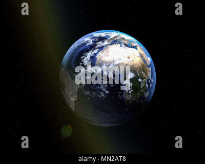 Planet Erde Aus Dem All 3 D-Darstellung Stockfoto