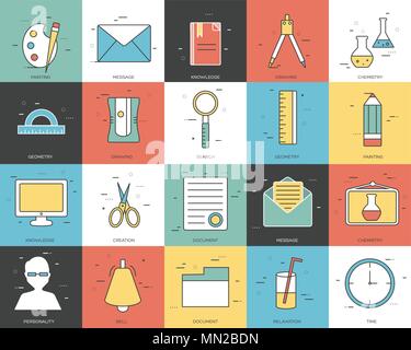 Zeile für Symbole von Office collection Konzept. Moderne vektor Piktogramm mit flachen Design Elemente Stock Vektor
