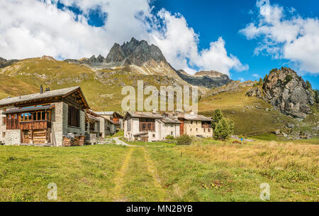 Heidi Village Grevasalvas im Sommer, Graubünden, Schweiz Stockfoto