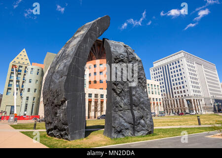 'Denver Monolithen" Skulptur von Beverly Pfeffer, Denver, Colorado, USA. Stockfoto