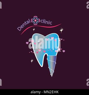 Zahnimplantat Klinik Schriftzug Stock Vektor