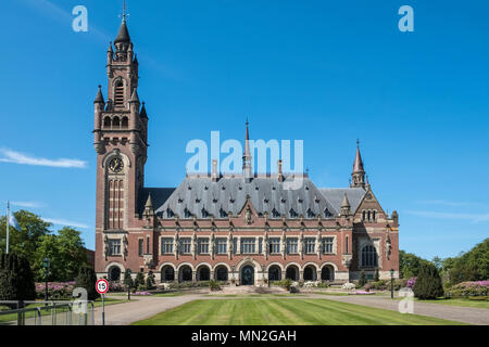 Der Friedenspalast (Vredespaleis), ein internationales Recht in Den Haag, Niederlande, Heimat des Internationalen Gerichtshofs. Stockfoto