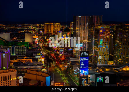 Luftaufnahme von Las Vegas in Nevada bei Nacht - USA Stockfoto