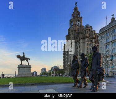 Die Beatles Statur, Pier Head, Liverpool, England Stockfoto