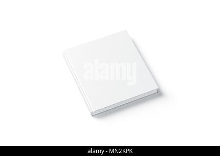Leeres weißes Quadrat Hardcover Buch mock up, Seitenansicht, isoliert, 3D-Rendering. Leer notebook hard cover mockup. Buchhandlung Booklet branding Vorlage. Stockfoto