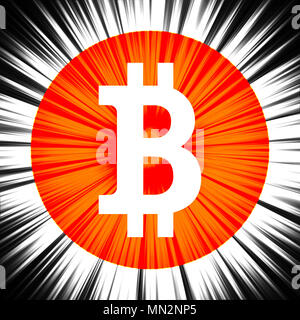 Bitcoin Zeichen auf einer abstrakten Hintergrund Stockfoto