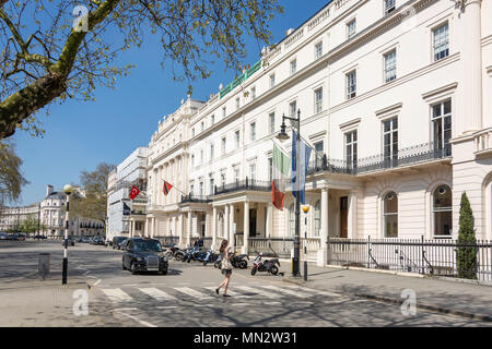 Botschaft Gebäude in Belgrave Square, Belgravia, Westminster, London, England, Vereinigtes Königreich Stockfoto