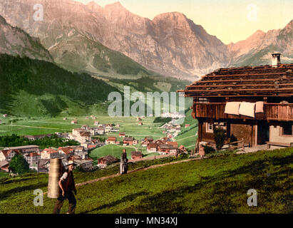 Engelberger Tal und der Bäuerlichen Haus, Berner Oberland, Schweiz, um 1900 Stockfoto