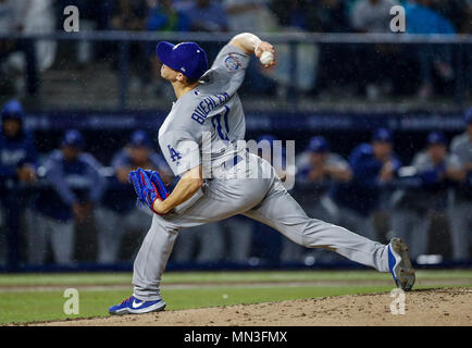 Walker Buehler Krug Inicial de Schwindler, durante el Partido de Beisbol de los Schwindler de Los Angeles contra Padres de San Diego, durante El primer San Blas de la Serie las Mayores Ligas del Beisbol en Monterrey, Mexiko el 4 de Mayo 2018. (Foto: Luis Gutierrez) Stockfoto