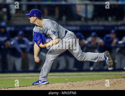 Walker Buehler Krug Inicial de Schwindler, durante el Partido de Beisbol de los Schwindler de Los Angeles contra Padres de San Diego, durante El primer San Blas de la Serie las Mayores Ligas del Beisbol en Monterrey, Mexiko el 4 de Mayo 2018. (Foto: Luis Gutierrez) Stockfoto