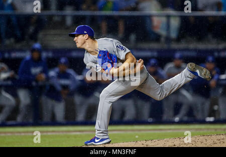 Walker Buehler Krug Inicial de Schwindler, durante el Partido de Beisbol de los Schwindler de Los Angeles contra Padres de San Diego, durante El primer San Blas de la Serie las Mayores Ligas del Beisbol en Monterrey, Mexiko el 4 de Mayo 2018. (Foto: Luis Gutierrez) Stockfoto