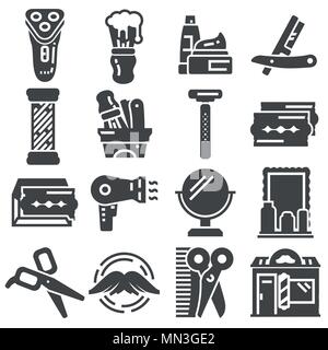 Satz von Friseur Symbole und Elemente Stock Vektor